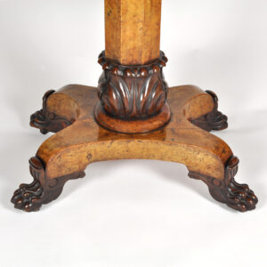 Late Regency Period Burr Elm and Oak Cross-Banded Card Table