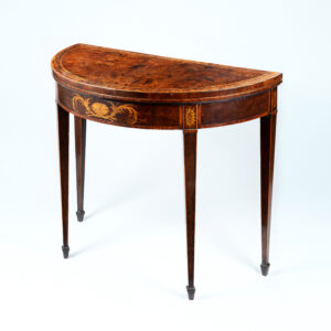 A Fine Pair Of George III Period Mahogany Demi-Lune Card Tables Of Excellent Colour And Patina