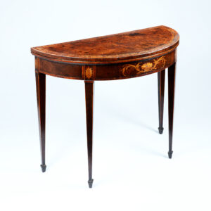 A Fine Pair Of George III Period Mahogany Demi-Lune Card Tables Of Excellent Colour And Patina