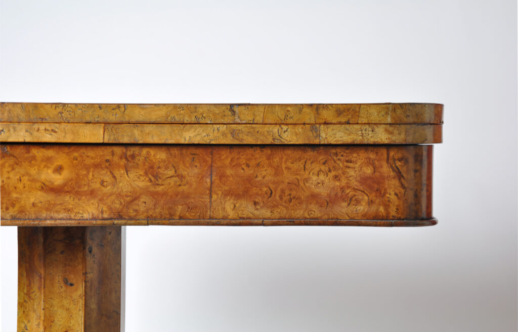 Late Regency Period Burr Elm and Oak Cross-Banded Card Table