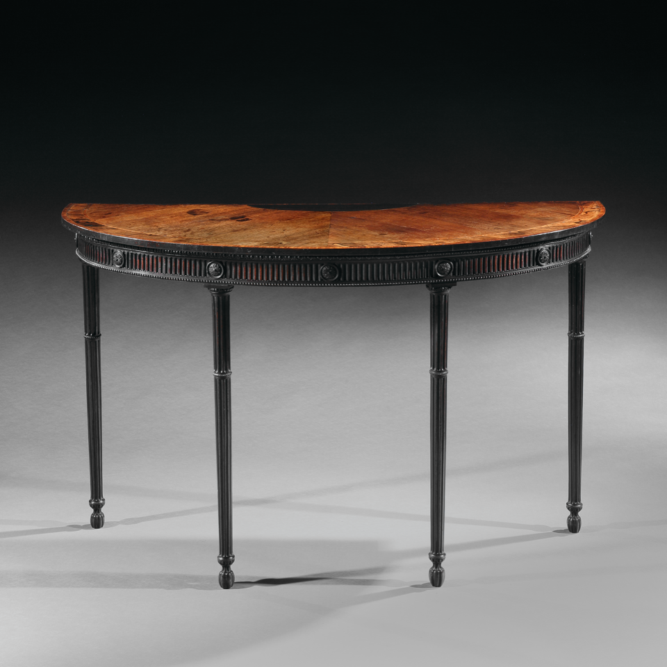 A George III Demi Lune Mahogany and Rosewood Side Table