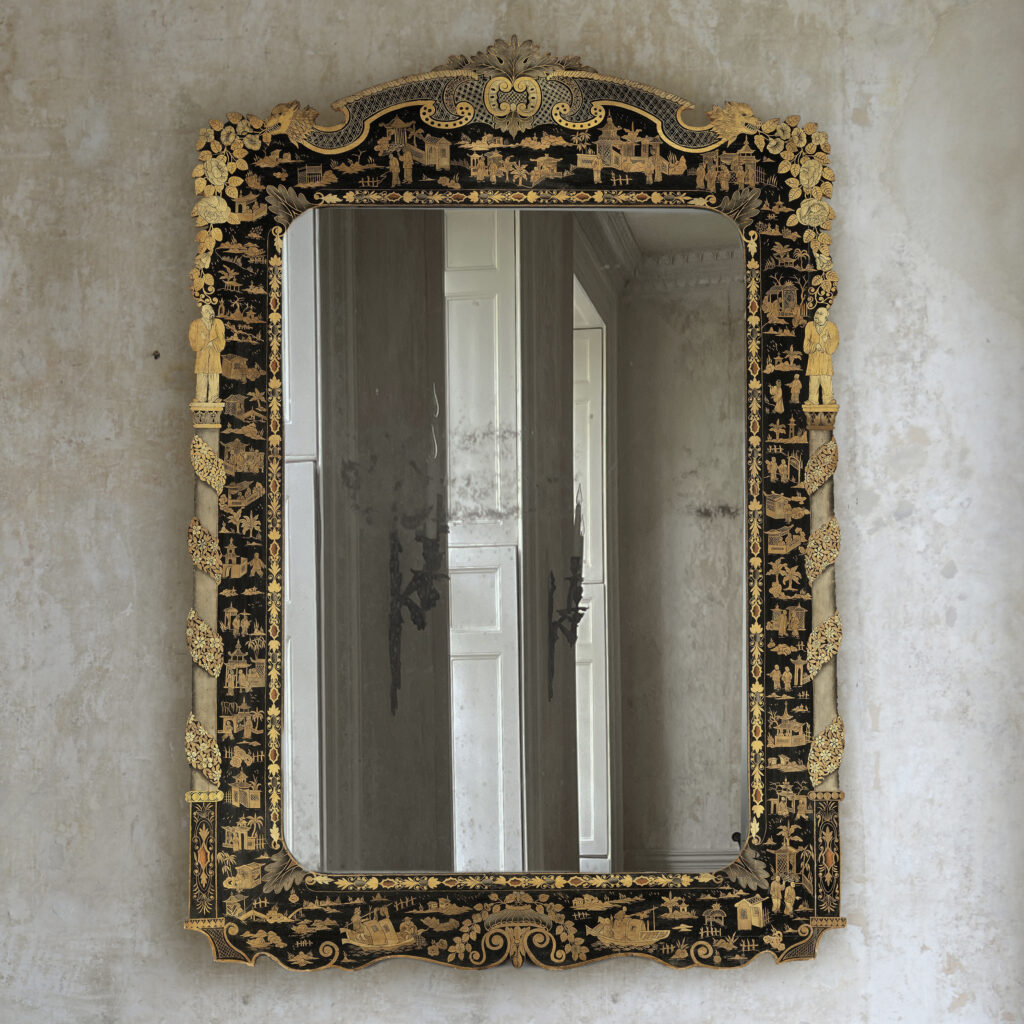 A rare and Large Early 19th Century Japanned Mirror