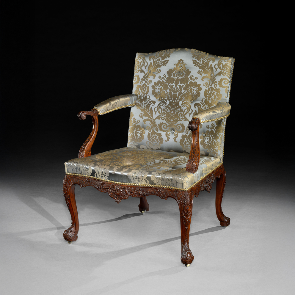 A Carved Mahogany Gainsborough Armchair
