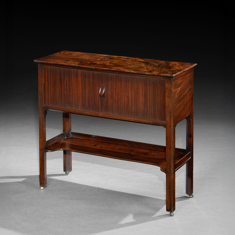 A George III Period Mahogany Small Side Cabinet with Tambour Doors