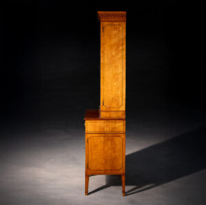 An Important George III Satinwood Secretaire Cabinet Attributed to Thomas Sheraton