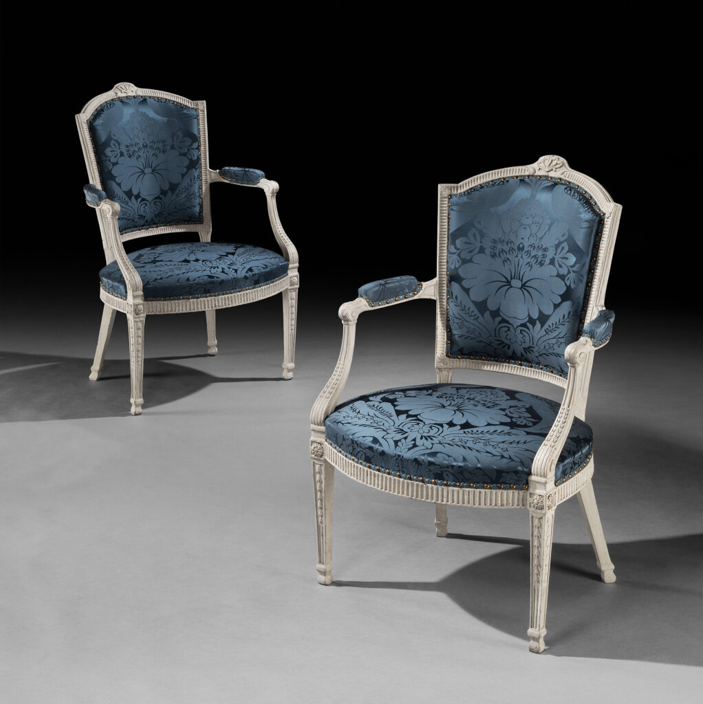A Pair of George III Painted Armchairs