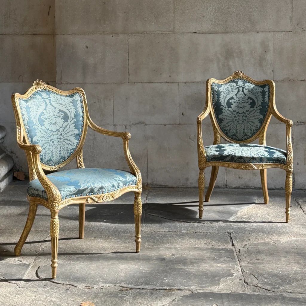 REF 1050 A Pair Of George III Period Shield-back Armchairs