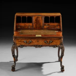REF 1052 George III Period Carved Mahogany Bureau On Stand
