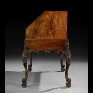 REF 1052 George III Period Carved Mahogany Bureau On Stand