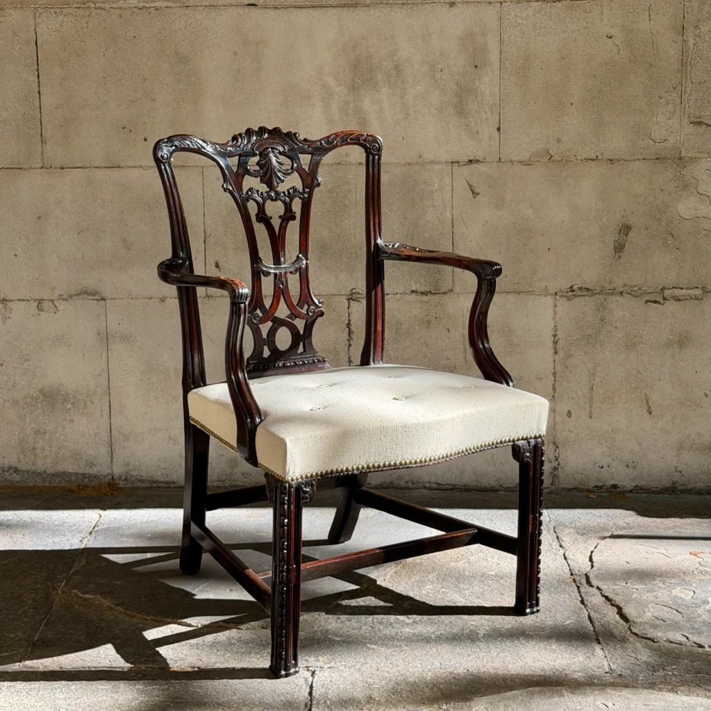 REF 1054 A George III Carved Mahogany Desk Chair