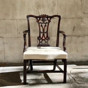 REF 1054 A George III Carved Mahogany Desk Chair Splat Detail